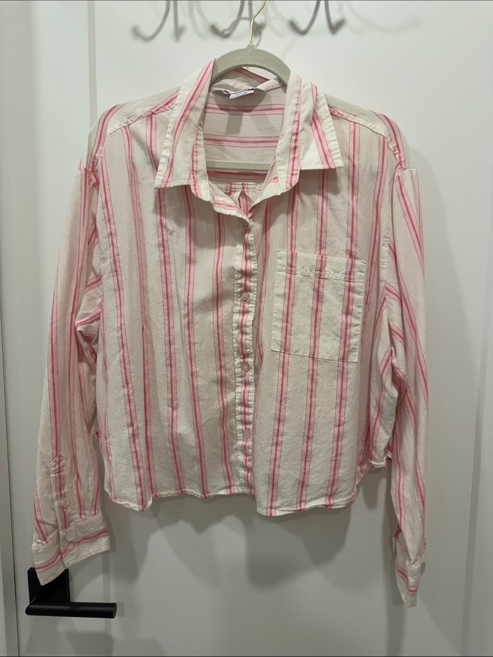 Old Navy Pink and White Striped Button-Down Shirt